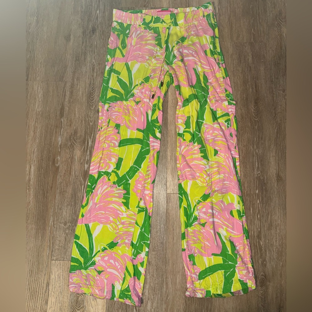 Lilly Pulitzer for Target Pink & Green Floral Wide-Leg Pants